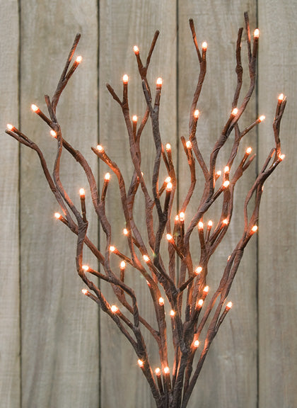 48 Brown Lighted Willow Falling Branches, Warm White LED