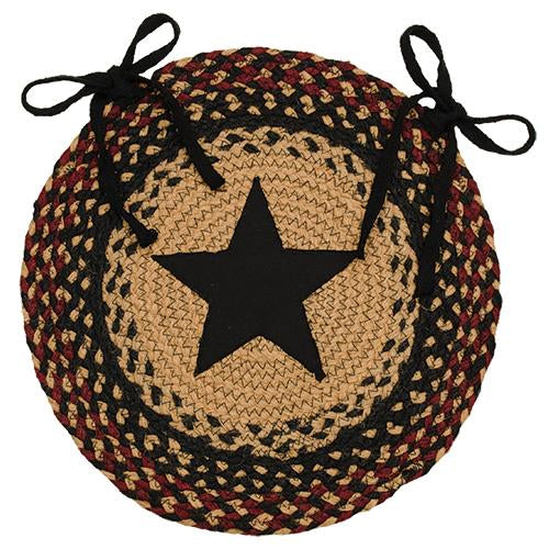 Black & Tan Jute Chair Pad 15 inch Diameter