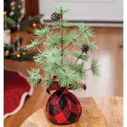 Buffalo Check Sparkle Pine Tree 12"