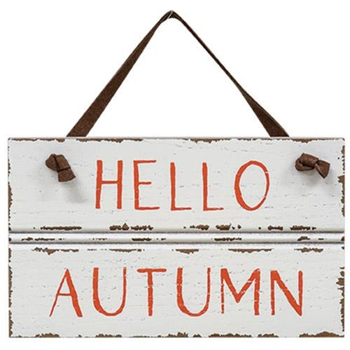 Hello Autumn Sign w/ Suede Hanger