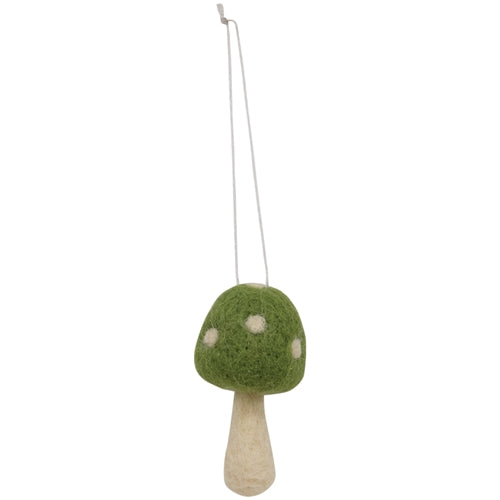 Green Felted Mushroom Ornament