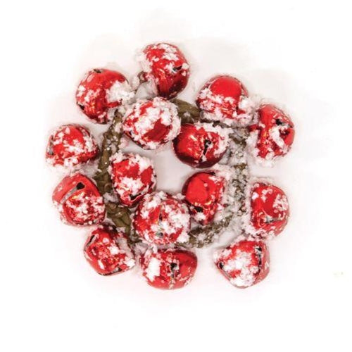 Joyful Red Jingle Bells w/Snow Candle Ring 1.5"