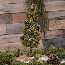 Mossy Christmas Tree With Pinecones 12"