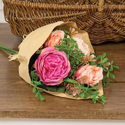 Mixed Cabbage Rose Bouquet - 17.5"