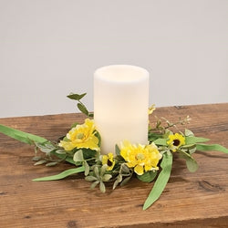 Sunny Chrysanthemum & Daisy Candle Ring - 3.5"