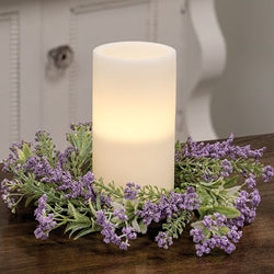 Delicate Lilac Astilbe & Lace Candle Ring - 3.5"