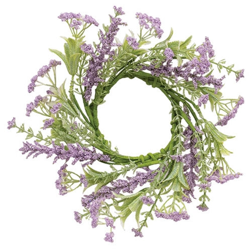 Delicate Lilac Astilbe & Lace Candle Ring - 3.5"