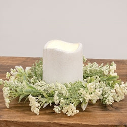 Delicate Cream Astilbe & Lace Candle Ring - 3.5"