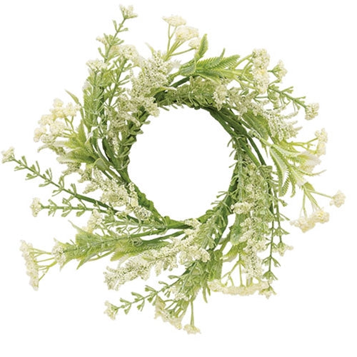 Delicate Cream Astilbe & Lace Candle Ring - 3.5"