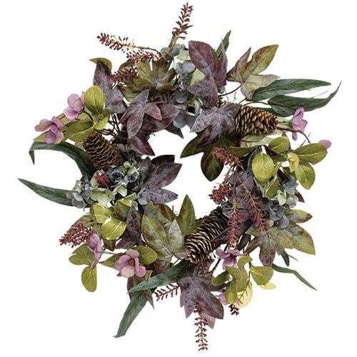 Hydrangea & Pine Cones Wreath 18"