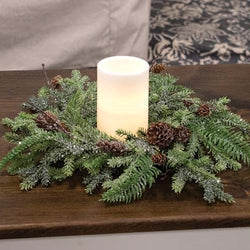 Glittering Millwood Pine Candle Ring 4.5"