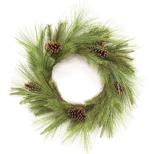 Woodland Mixed Pine Wreath w/Pinecones 24"