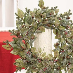 Snowy Fittonia Pine & Berries Wreath 20"