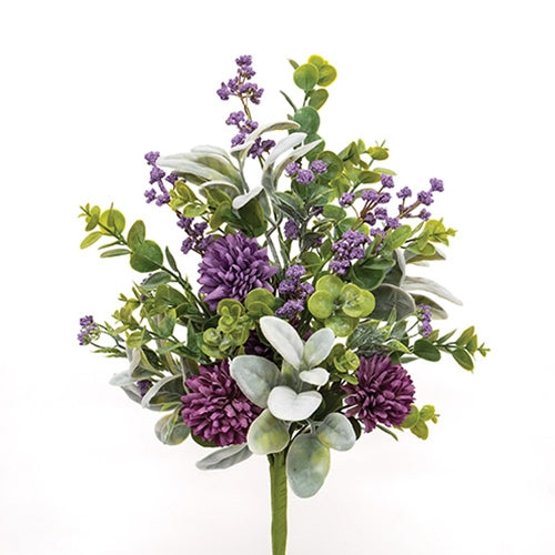 Violet Chrysanthemum and Lamb's Ear Bouquet