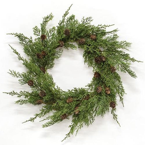 Western Cedar & Pinecone Wreath 24"