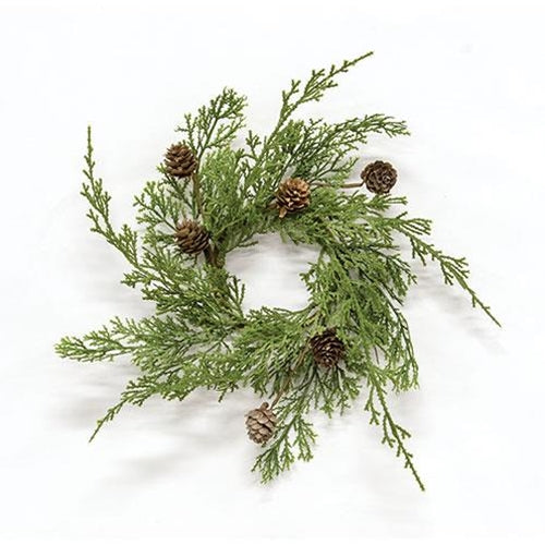 Western Cedar & Pinecone Candle Ring 3.5"