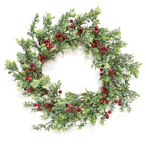 Frosted Boxwood & Gooseberry Wreath 20"