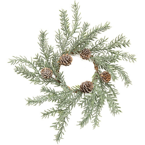 First Frost Pine Candle Ring w/Cones 3.5"