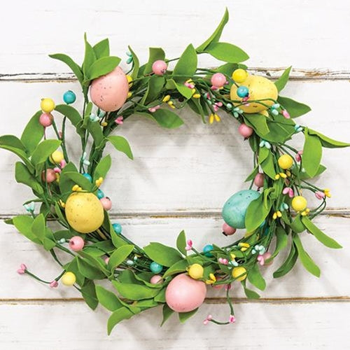 Easter Eggs & Herb Leaves Wreath 12"