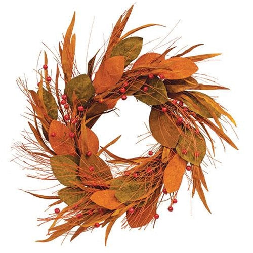 Fall Magnolia Pine & Podka Wreath 24"