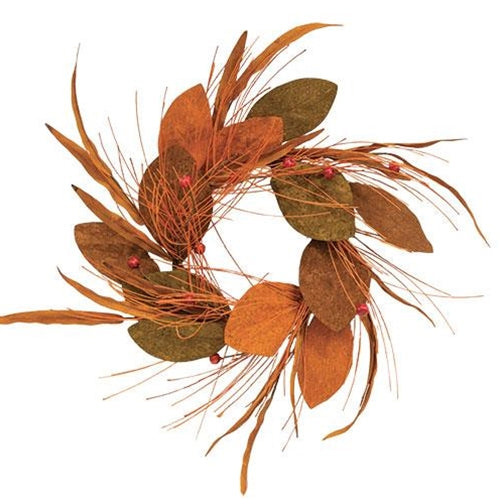 Fall Magnolia Pine & Podka Wreath 17"