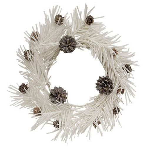 White Glitter Soft Pine & Cone Wreath