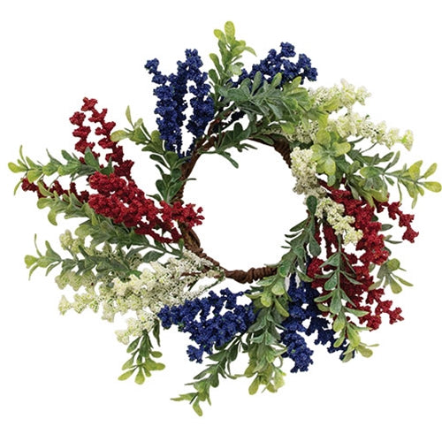 Red White & Blue Heather & Boxwood Ring 10"