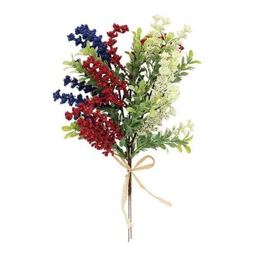 Red White & Blue Heather and Boxwood Bouquet