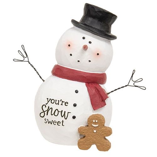 "You're Snow Sweet" Resin Snowman w/Gingerbread Man