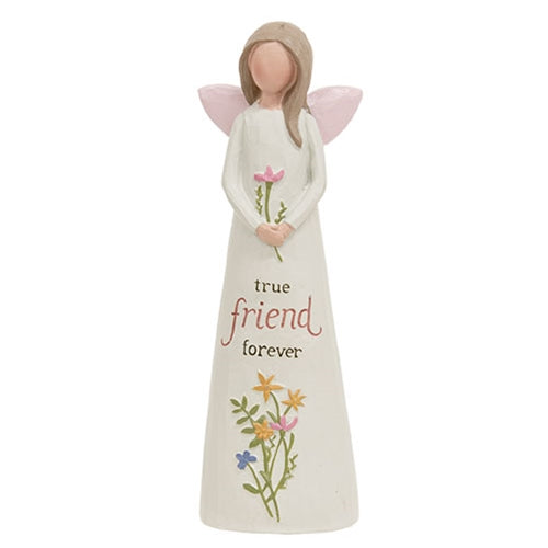 True Friend Forever Resin Angel w/Flowers