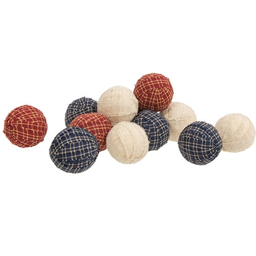 12/Set Americana Primitive Plaid Rag Balls