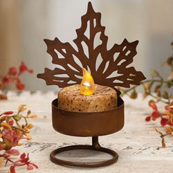 Fall Leaf Rusty Tealight Holder