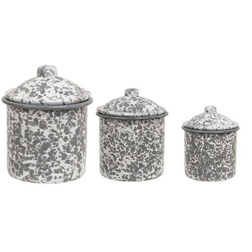 3/Set Gray Splatter Enamelware Canisters