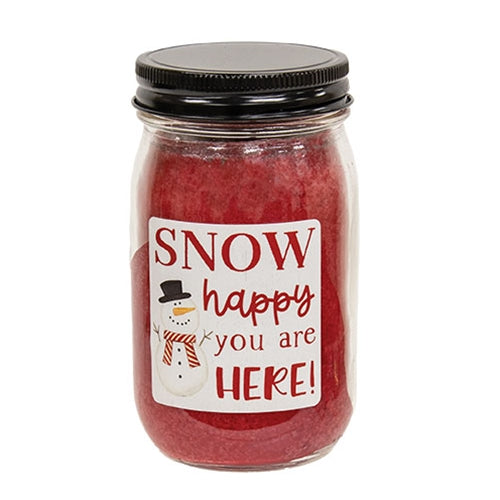 Snow Happy You Are Here Hollyberry Pint Jar Candle