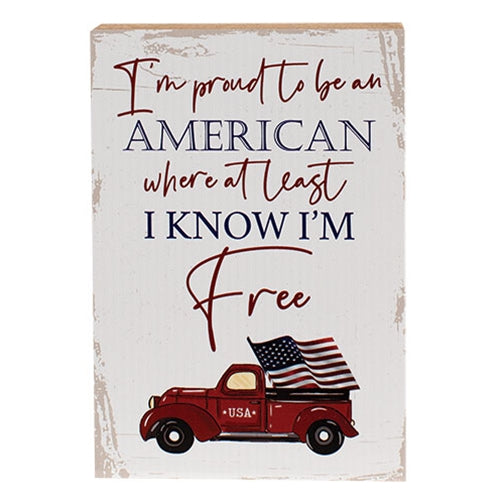 Proud to be An American Truck Shelf Sitter Block – Primitive Renditions