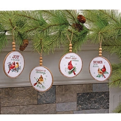 4/Set Wooden Beaded Cardinal Sayings Ornaments