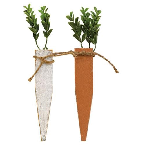 White or Orange Large Rustic Wood Carrot 2 Asstd.