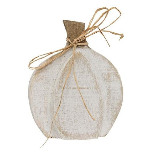 Rustic White Layered Wood Pumpkin Sitter Small