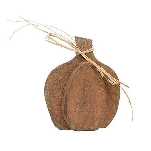 Rustic Orange Layered Wood Pumpkin Sitter Small