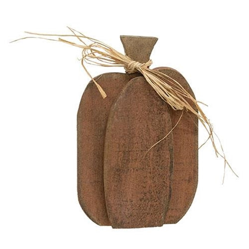 Rustic Orange Layered Wood Pumpkin Sitter Medium