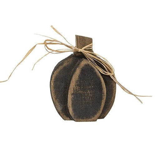 Rustic Black Layered Wood Pumpkin Sitter Small