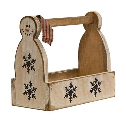 Rustic Wood Snowflake Snowman Tote