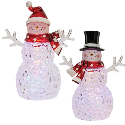 LED Icy Acrylic Snowman Figurine 2 Asstd.