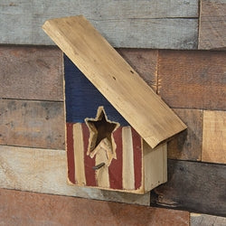 Rustic Wood Slant Roof Americana Birdhouse