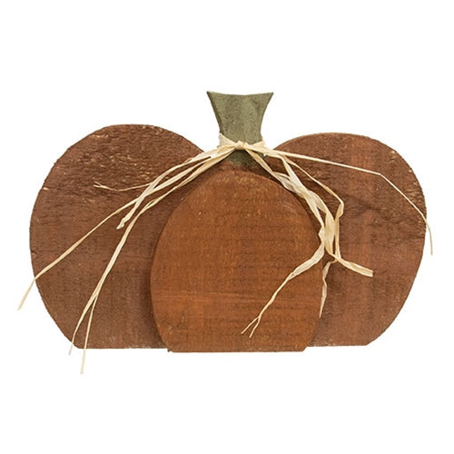 Rustic Wood Large Orange Chubby Pumpkin