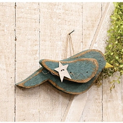 Rustic Wood Hanging Bluebird w/Star