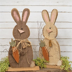 Rustic Wood Garden Friends Bunny on Base - 25"H - 2 Asstd.