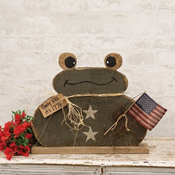 Rustic Chubby Patriotic Frog on Base - 15.5"H