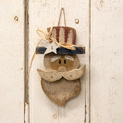 Rustic Wood Uncle Sam Hanger  - 9.25"H