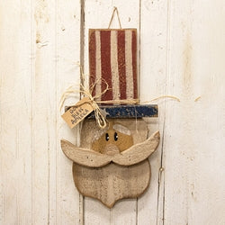 Rustic Wood God Bless America Hanging Uncle Sam - 23.75"H